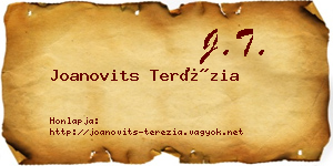 Joanovits Terézia névjegykártya
